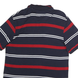 CHAPS Mens Navy Blue & Red Striped Short Sleeve Polo Shirt L Cotton Comfort