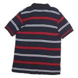 CHAPS Mens Navy Blue & Red Striped Short Sleeve Polo Shirt L Cotton Comfort