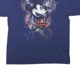 DISNEY Mens Blue Mickey Mouse Graphic T-Shirt L Short Sleeve Crew Neck Retro