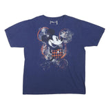 DISNEY Mens Blue Mickey Mouse Graphic T-Shirt L Short Sleeve Crew Neck Retro