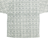 BLUE JEANS Mens Green & White Checked Short Sleeve Polo Shirt L Cotton Blend
