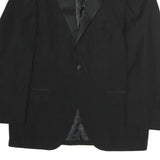 Mens Black Cotton Button Jacket XL Plain Classic Style Formal Blazer