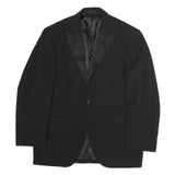 Mens Black Cotton Button Jacket XL Plain Classic Style Formal Blazer