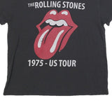 THE ROLLING STONES Womens Black 1975 US Tour Graphic T-Shirt XL Short Sleeve