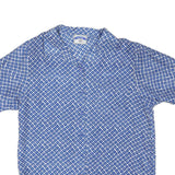 Mens Blue Silk Pattern Shirt M Short Sleeve Stylish Summer