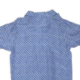 Mens Blue Silk Pattern Shirt M Short Sleeve Stylish Summer