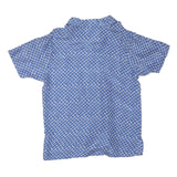 Mens Blue Silk Pattern Shirt M Short Sleeve Stylish Summer