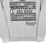 BOXEUR Mens Grey Cotton Blend Sweatshirt L Crew Neck Graphic Print
