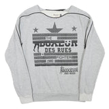 BOXEUR Mens Grey Cotton Blend Sweatshirt L Crew Neck Graphic Print
