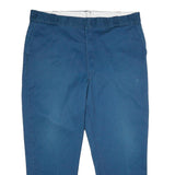 DICKIES Mens Polyester Blend Blue Regular Straight Trousers W44 L30 Workwear Zip