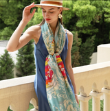 Anyyou 100% Mulberry Silk Long Scarf for Women – Pastel Blue Luxury Beach Shawl, Swimwear Cover Up, Pashmina Style Foulard & Face Shield