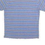 TOMMY HILFIGER Mens Blue Striped Short Sleeve Polo Shirt L Cotton Blend Casual