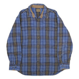 ST JOHN'S BAY Mens Blue & Brown Check Shirt XL Casual Button Cotton Flannel