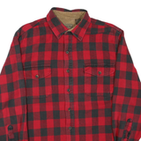 MORINO BAY Mens Red & Black Check Shirt L Long Sleeve Cotton Blend Workwear