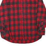 MORINO BAY Mens Red & Black Check Shirt L Long Sleeve Cotton Blend Workwear