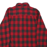 MORINO BAY Mens Red & Black Check Shirt L Long Sleeve Cotton Blend Workwear