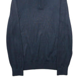 NAUTICA Mens Navy Blue Pullover Jumper Cotton Blend Quarter Zip Rib Knit M
