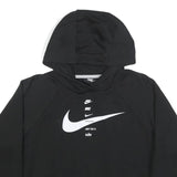 NIKE Womens Black Cotton Blend Pullover Hoodie S Graphic Print Casual