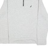 NAUTICA Mens Grey & Navy Quarter Zip Sweatshirt L Cotton Blend Pullover Casual