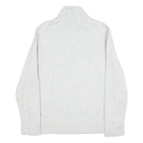 NAUTICA Mens Grey & Navy Quarter Zip Sweatshirt L Cotton Blend Pullover Casual