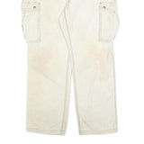 CARHARTT Mens Cotton Blend Cream Relaxed Cargo Trousers W38 L32 Workwear