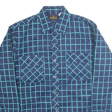 MARK II Mens Blue & Teal Check Shirt M Cotton Blend Long Sleeve Button Front
