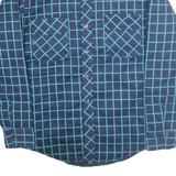 MARK II Mens Blue & Teal Check Shirt M Cotton Blend Long Sleeve Button Front