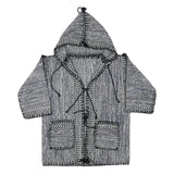 Womens Blue Hooded Cotton Blend Outdoor Jacket XS Drawstring Plain Relaxed Fit