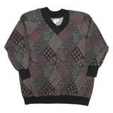 TOP NOTCH Womens Multicolour Abstract Pattern V-Neck XS Jumper Sweater