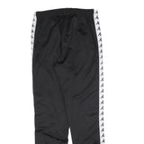 KAPPA Mens Joggers Black & White S W28 L30 Track Pants Slim Tapered Logo Tape