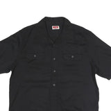 WRANGLER Mens Black Cotton Shirt L Short Sleeve Button Pocket Casual
