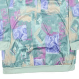 BLAIR Womens Green & Purple Printed Polo Shirt Long Sleeve Collared L Relaxed