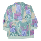 BLAIR Womens Green & Purple Printed Polo Shirt Long Sleeve Collared L Relaxed