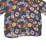 GEORGE Mens Blue Pattern Cotton Blend Shirt L Casual Short Sleeve Summer