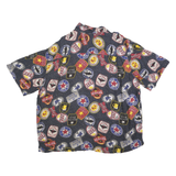 GEORGE Mens Blue Pattern Cotton Blend Shirt L Casual Short Sleeve Summer