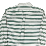 PILGRIM Mens White & Green Striped Long Sleeve Polo Shirt M Cotton Classic Fit