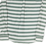 PILGRIM Mens White & Green Striped Long Sleeve Polo Shirt M Cotton Classic Fit
