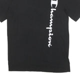 CHAMPION Mens Black Graphic T-Shirt M Short Sleeve Crew Neck Cotton Blend Casual