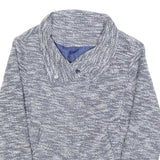 Womens Blue Jacket M Button Closure Textured Pattern Stylish Outerwear