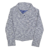 Womens Blue Jacket M Button Closure Textured Pattern Stylish Outerwear