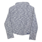 Womens Blue Jacket M Button Closure Textured Pattern Stylish Outerwear