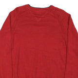 TOMMY HILFIGER Mens Red Plain Crew Neck Basic Knit M Cotton Blend Jumper