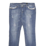 CLASH Womens Jeans Blue Relaxed Straight Denim Medium W32 L32 Embellished
