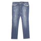 CLASH Womens Jeans Blue Relaxed Straight Denim Medium W32 L32 Embellished