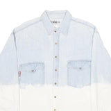 UNION BAY Mens Blue & White Cotton Denim Shirt L Casual Button Pocket