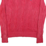 POLO RALPH LAUREN Womens Pink Cable Knit Cotton Blend Jumper S Crew Neck