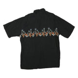 CAMPIA Mens Black Hawaiian Shirt L Cotton Blend Pineapple Print Summer