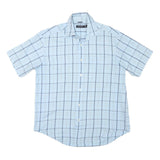 NAUTICA Mens Blue Check Shirt M Cotton Blend Short Sleeve Casual Summer