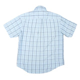 NAUTICA Mens Blue Check Shirt M Cotton Blend Short Sleeve Casual Summer