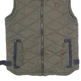DIESEL Mens Green Quilted Jacket L Polyester Blend Zip Pockets Casual Outerwear